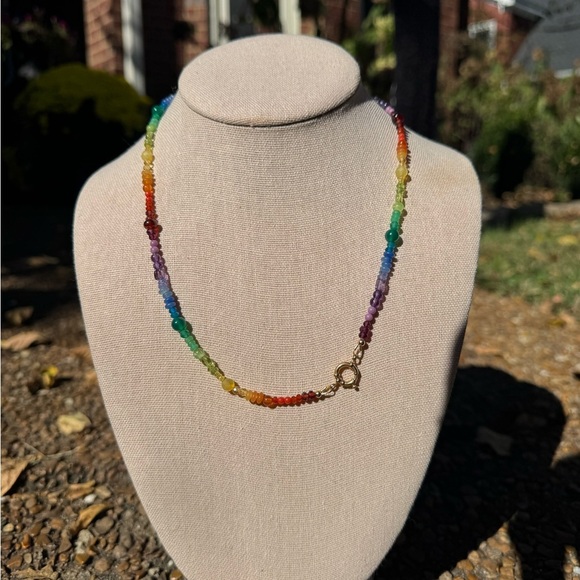 Natural Gemstone Beaded Necklace with 14kt solid gold clasp - Picture 6 of 15